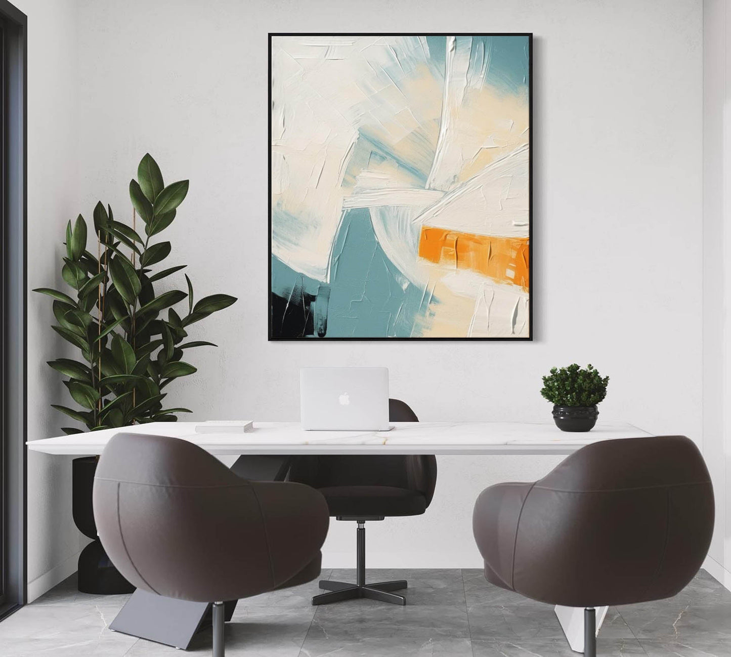 Abstract Contemporary Oil Painting with Soft Colors and Minimalist Design