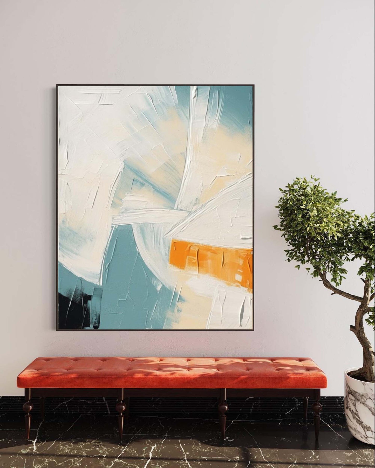 Abstract Contemporary Oil Painting with Soft Colors and Minimalist Design