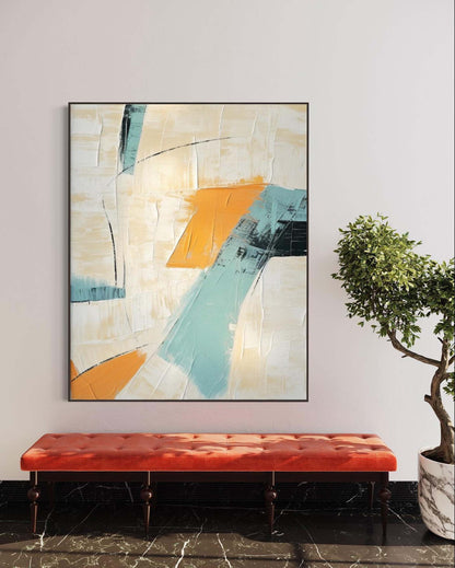 Abstract Oil Painting with Bold Colors and Textured Minimalist Design