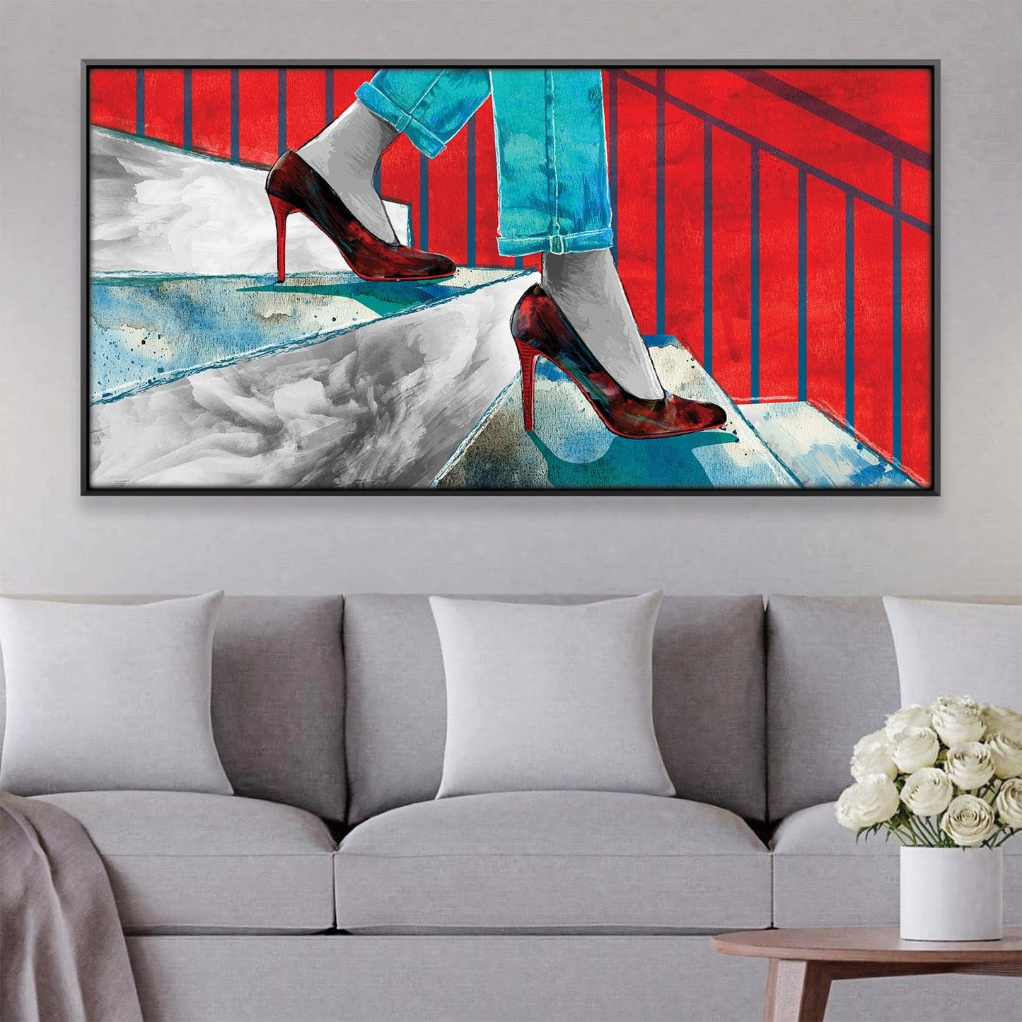 Stylish Urban Stiletto Steps Abstract Oil Painting for Modern Decor