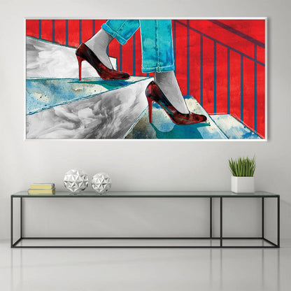 Stylish Urban Stiletto Steps Abstract Oil Painting for Modern Decor