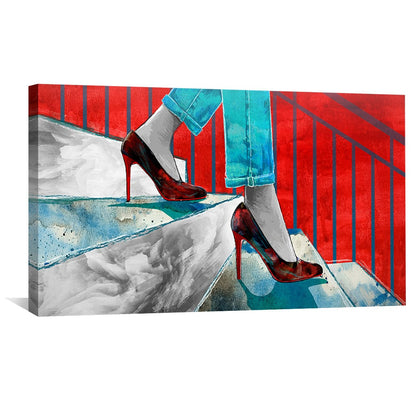 Stylish Urban Stiletto Steps Abstract Oil Painting for Modern Decor