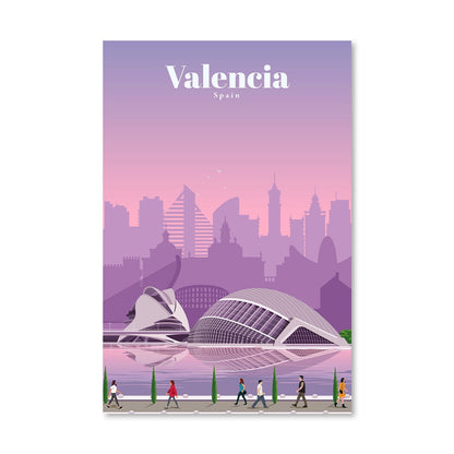 Stunning Valencia Sunset Canvas Art - Modern Oil Painting Decor