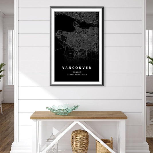 Stylish Vancouver Black Map Oil Painting for Modern Home Decor