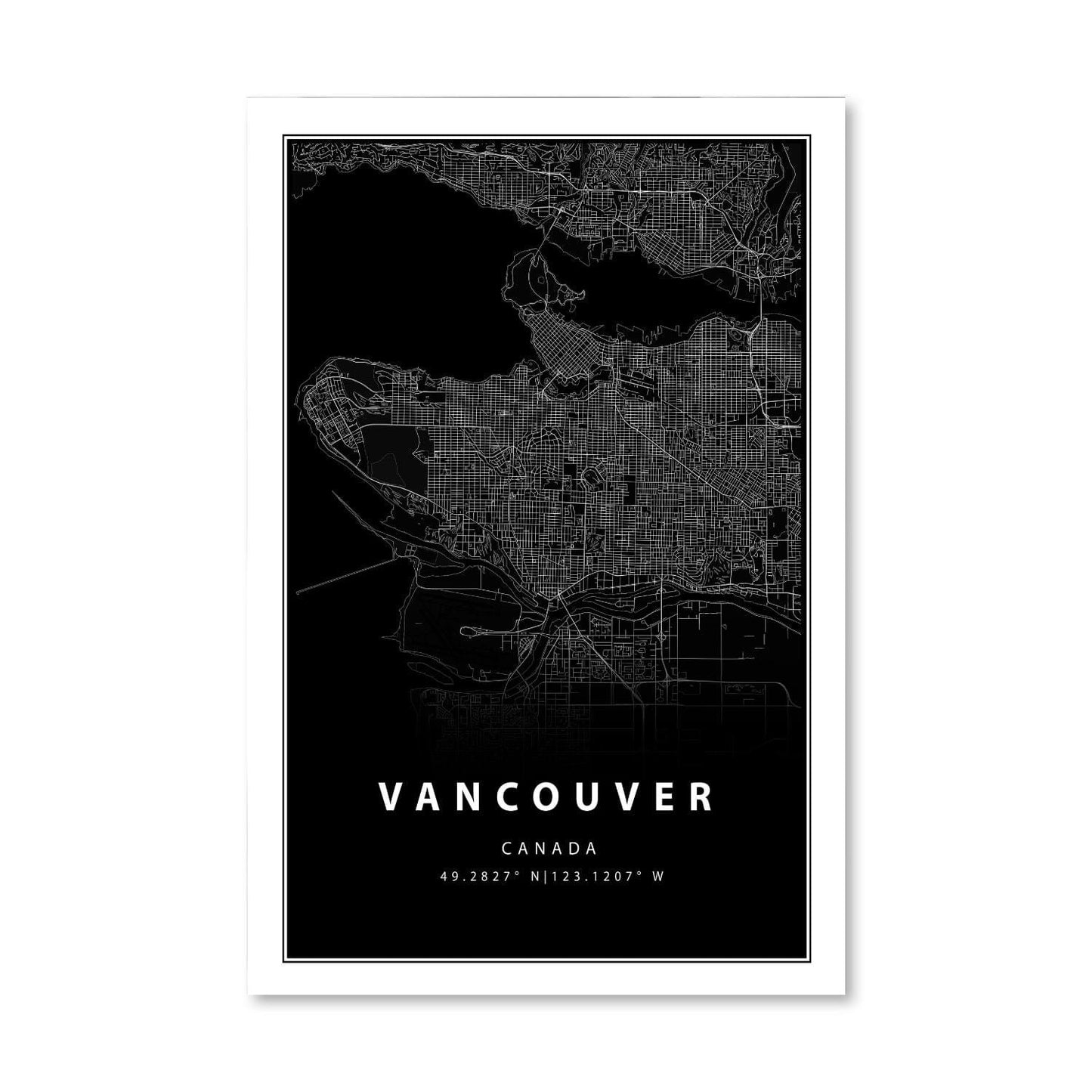 Stylish Vancouver Black Map Oil Painting for Modern Home Decor