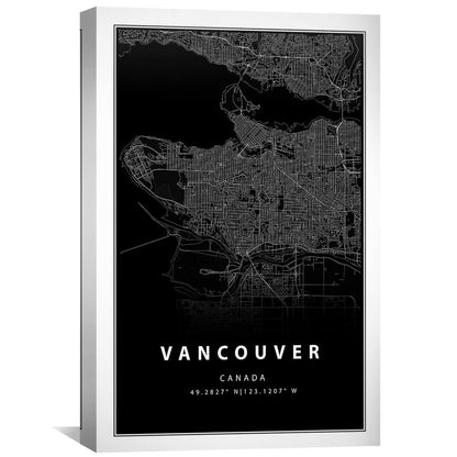 Stylish Vancouver Black Map Oil Painting for Modern Home Decor