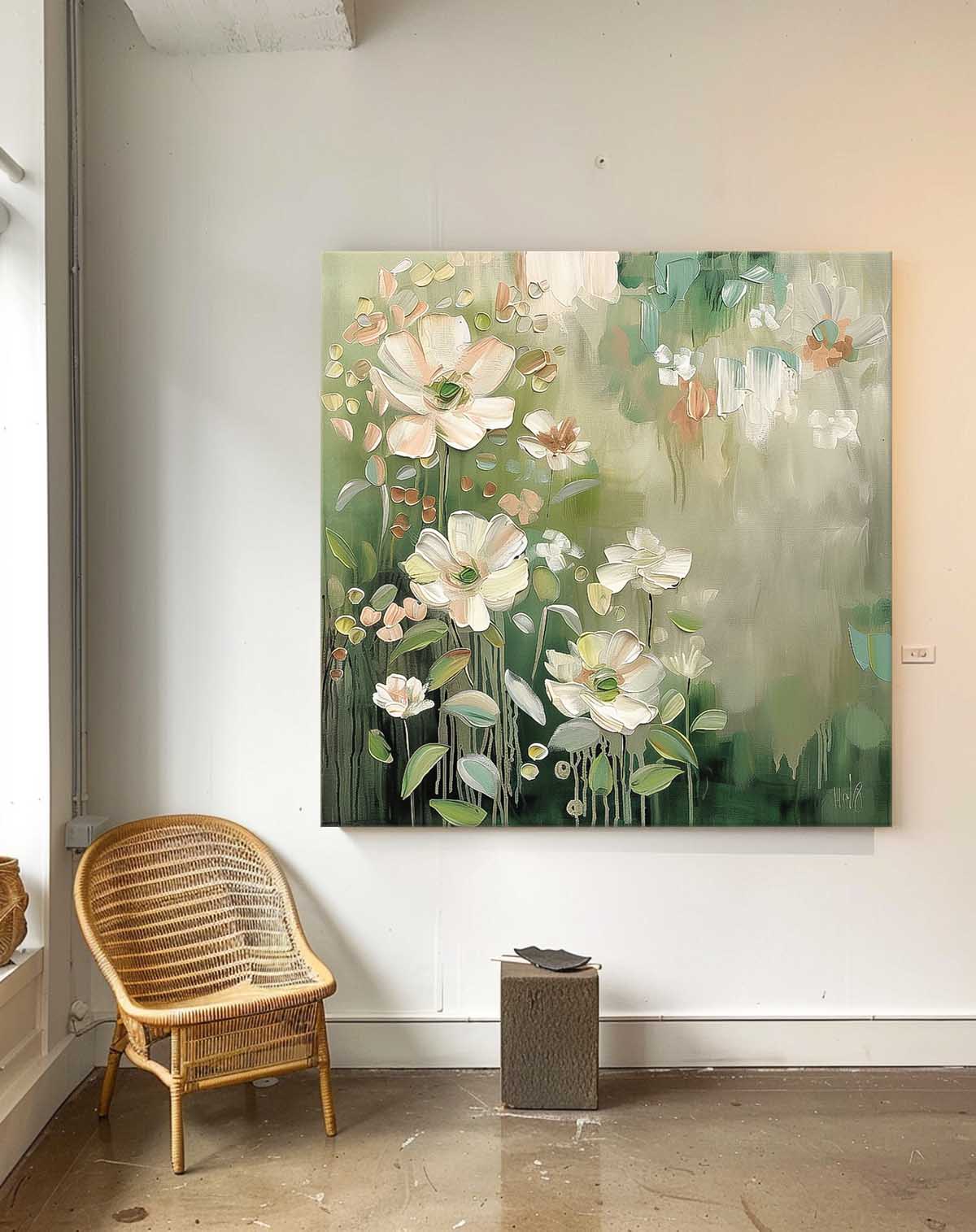 Vibrant Floral Oil Painting for Home Decor - Nature-Inspired Wall Art