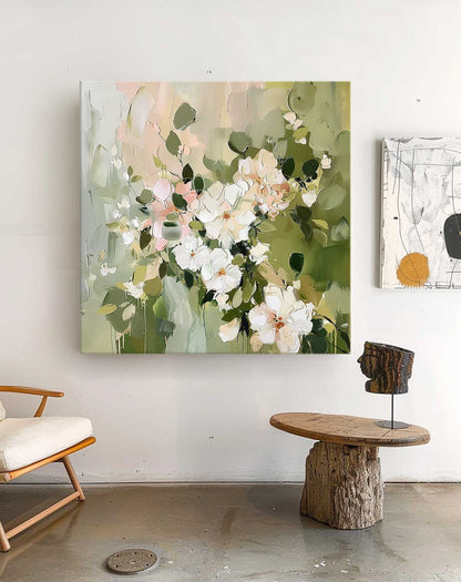 Botanical Bliss: Elegant Floral Oil Painting for Home Décor