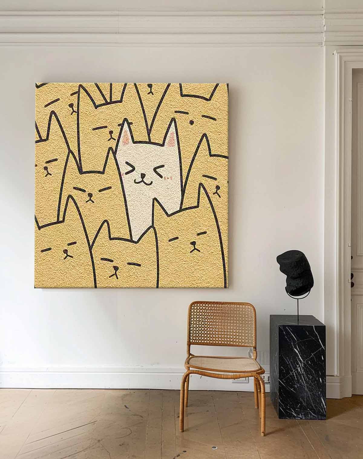 Charming Minimalist Cat Art Print for Modern Home Decor