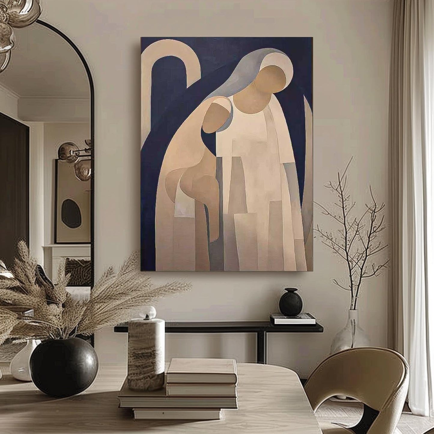 Abstract Motherhood Oil Painting | Elegant Canvas Art for Contemporary Spaces