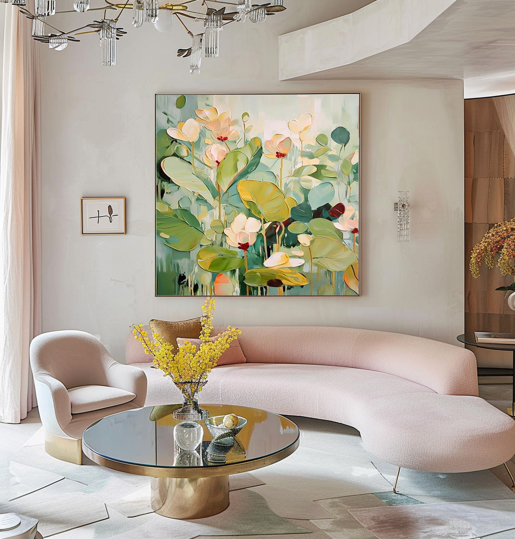 Vibrant Floral Oil Painting on Canvas – Blooming Garden Wall Art Decor