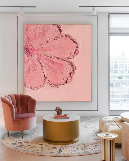Blossoming Pink Flower Oil Painting for Elegant Home Decor