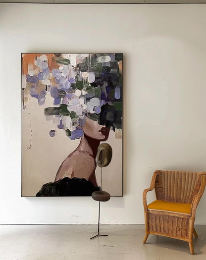 Abstract Floral Woman Oil Painting - Modern Art Canvas for Home D√©cor
