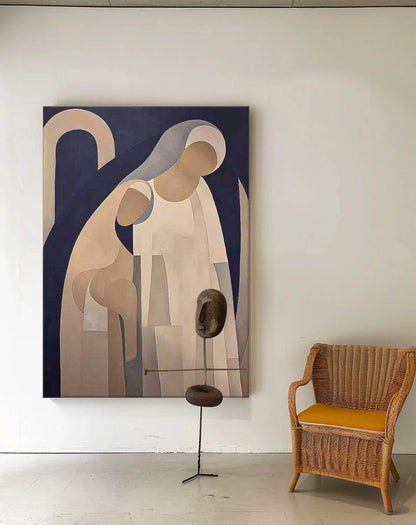 Abstract Motherhood Oil Painting | Elegant Canvas Art for Contemporary Spaces