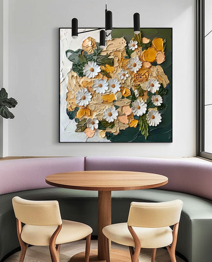 Vibrant Daisy Floral Oil Painting for Home Décor and Art Lovers