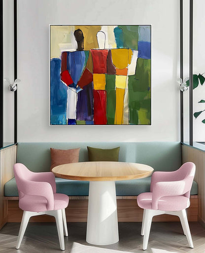 Abstracte Figuralen – Kleurrijk Mensen Thema Canvas Schilderij voor Kantoor en Woonkamer