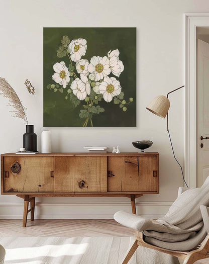 Elegant White Flower Oil Painting for Floral Home Décor