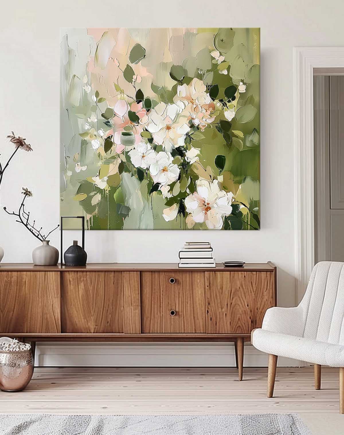 Botanical Bliss: Elegant Floral Oil Painting for Home Décor