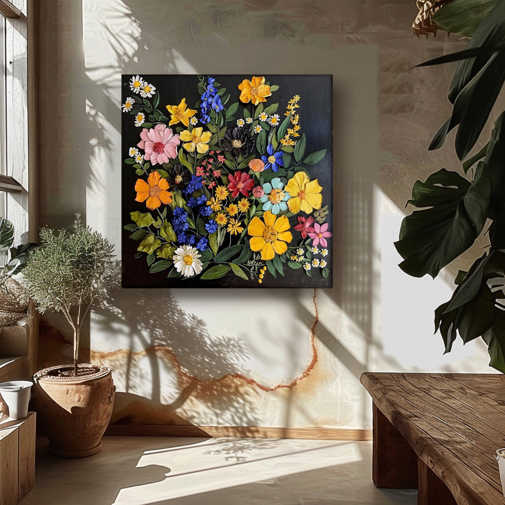 Vibrant Floral Oil Painting for Home Décor and Art Lovers