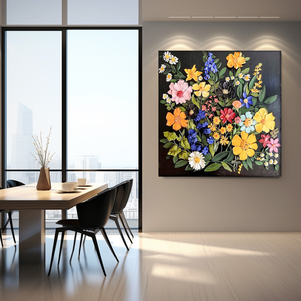 Vibrant Floral Oil Painting for Home Décor and Art Lovers