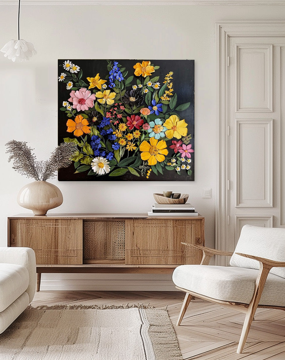 Vibrant Floral Oil Painting for Home Décor and Art Lovers