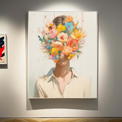 Vibrant Floral Portrait Canvas Art for Modern Home Decor