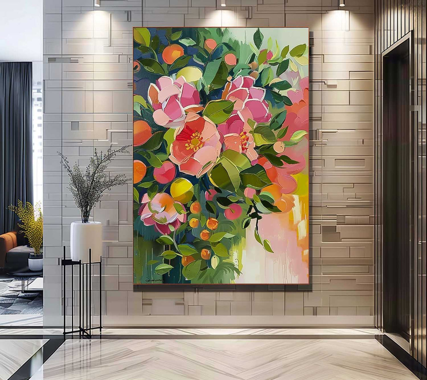 Vibrant Floral Oil Painting for Home Decor and Art Lovers