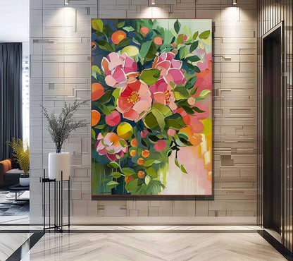 Vibrant Floral Oil Painting for Home Decor and Art Lovers