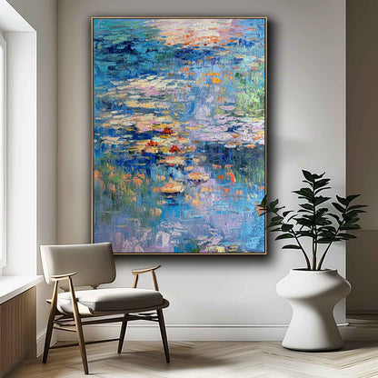 Serene Water Lilies Oil Painting for Tranquil Home Decor