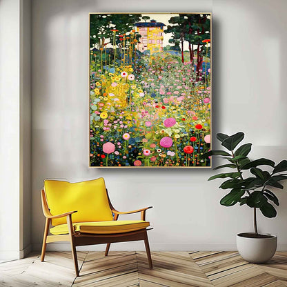 Vibrant Floral Landscape Oil Painting for Home Decor and Art Lovers