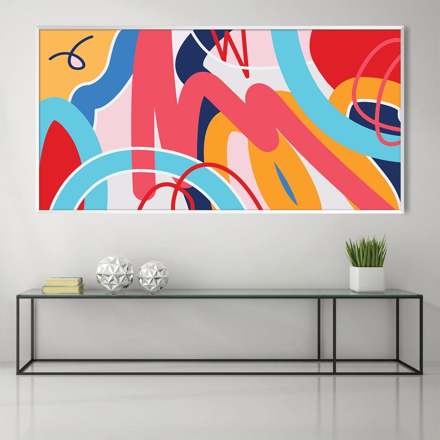 Vibrant Abstract Lines Oil Painting for Modern Home Decor