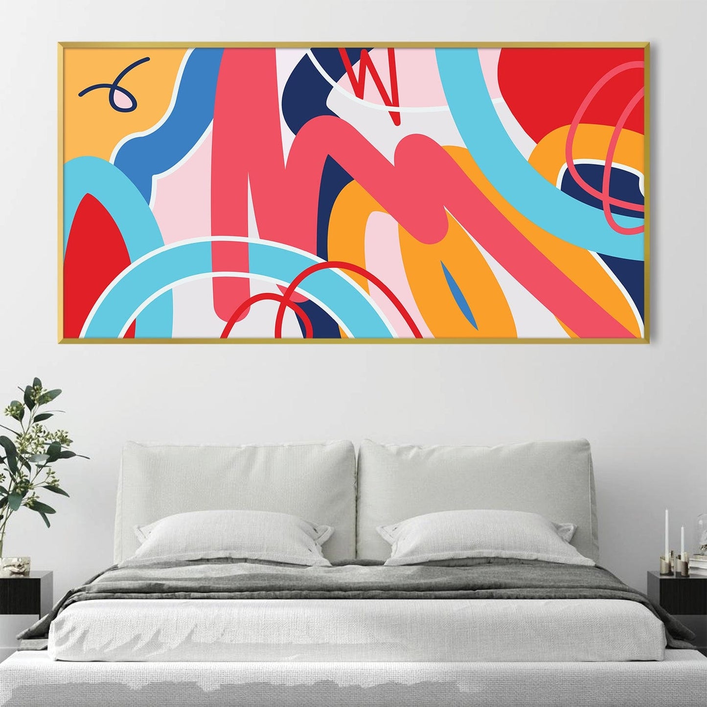 Vibrant Abstract Lines Oil Painting for Modern Home Decor