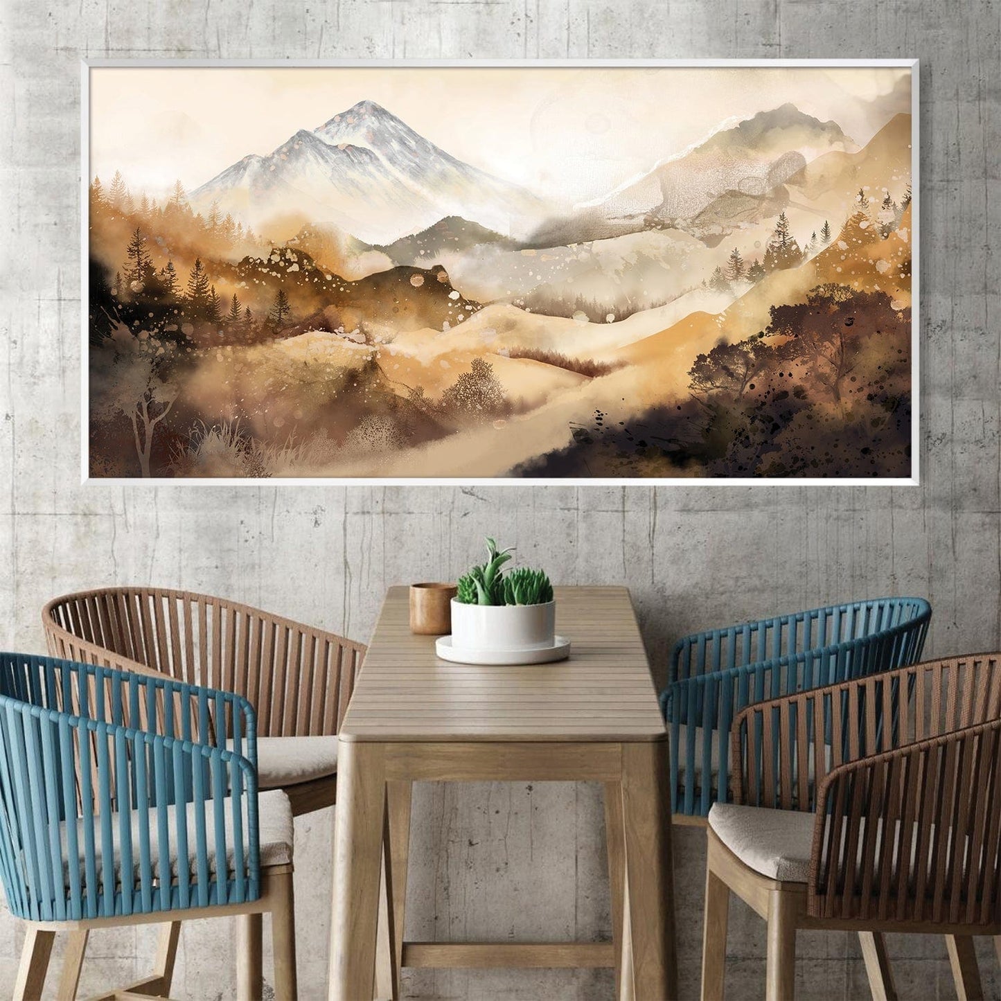 Serene Mountain Landscape Oil Painting for Elegant Home Décor