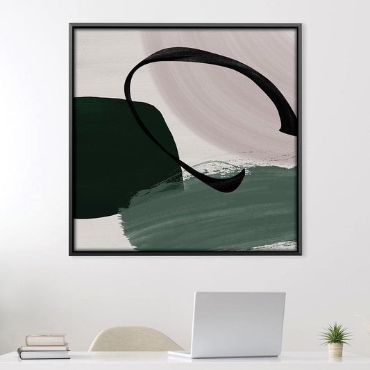 Abstract Green and Black Oil Painting on Canvas for Modern Home Decor