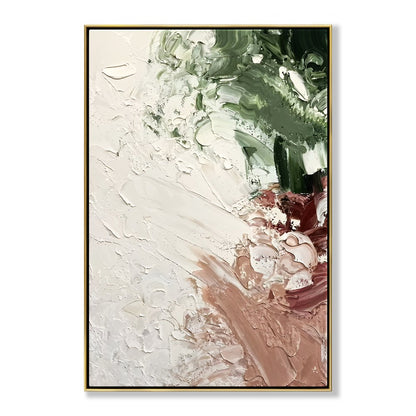 Abstract Green and Pink Oil Painting for Modern Home Decor