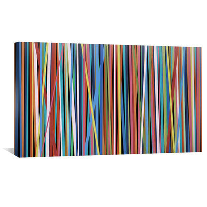 Vibrant Abstract Vertical Stripes Oil Painting for Colorful Home Decor