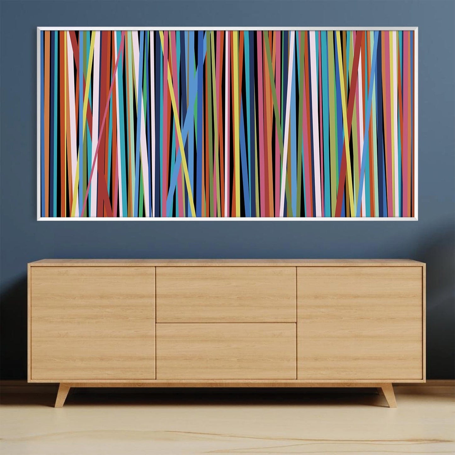 Vibrant Abstract Vertical Stripes Oil Painting for Colorful Home Decor