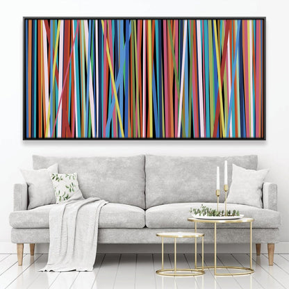 Vibrant Abstract Vertical Stripes Oil Painting for Colorful Home Decor