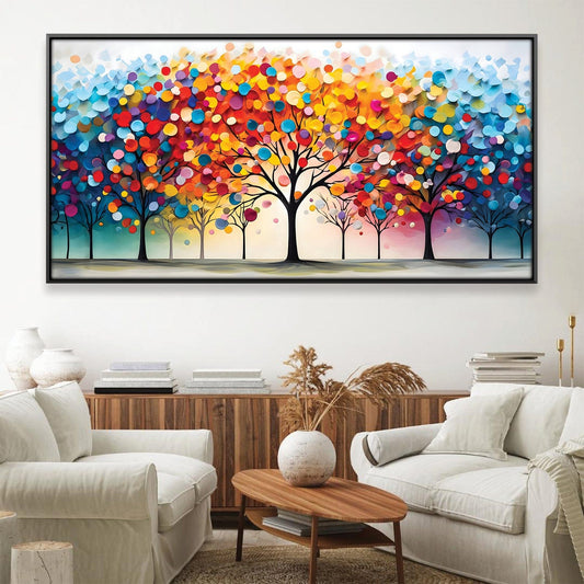 Colorful Abstract Forest Landscape Oil Painting for Home Decor