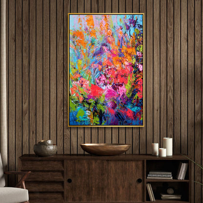Colorful Abstract Floral Oil Painting for Modern Home Decor