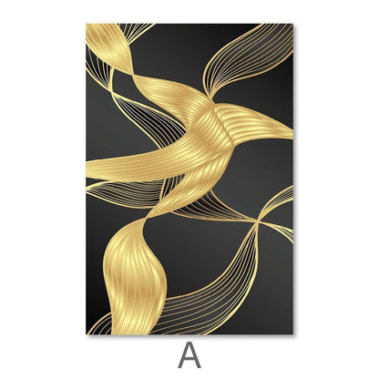 Stunning Gold Wave Abstract Oil Painting for Modern Home Decor