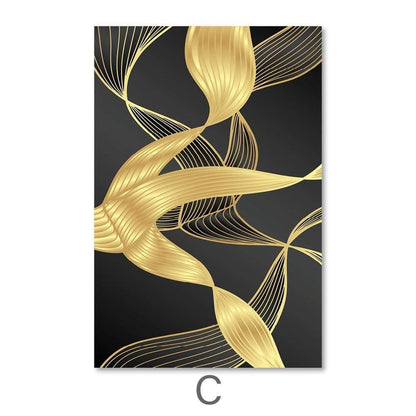 Stunning Gold Wave Abstract Oil Painting for Modern Home Decor