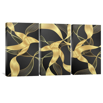 Stunning Gold Wave Abstract Oil Painting for Modern Home Decor