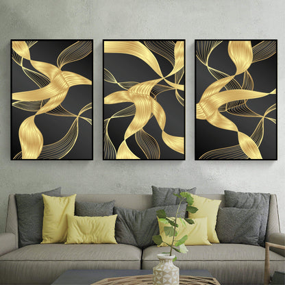 Stunning Gold Wave Abstract Oil Painting for Modern Home Decor