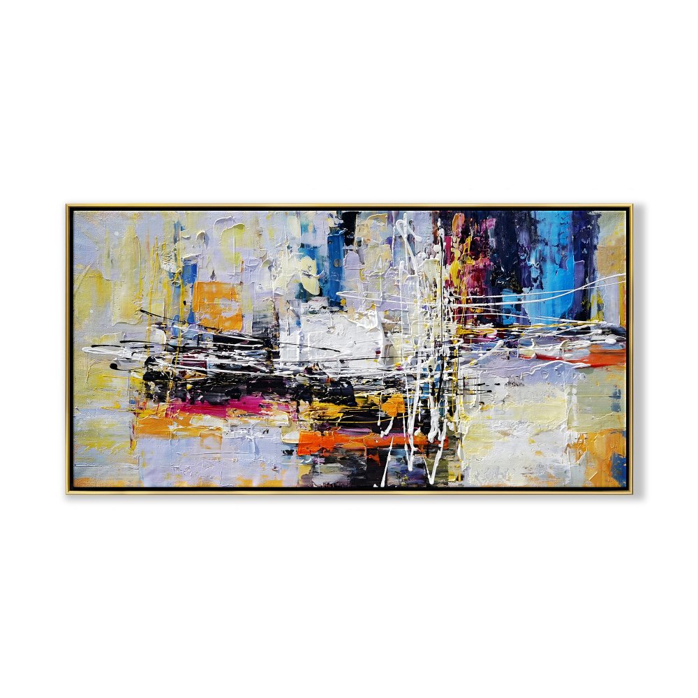 Vibrant Abstract Oil Painting for Modern Home Décor - Bold Colors and Textures