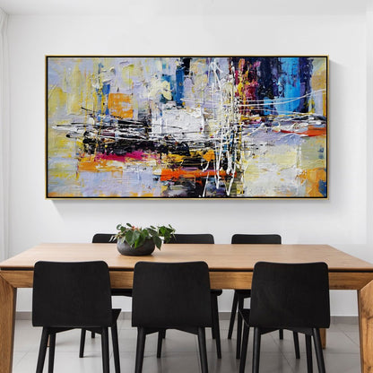 Vibrant Abstract Oil Painting for Modern Home Décor - Bold Colors and Textures