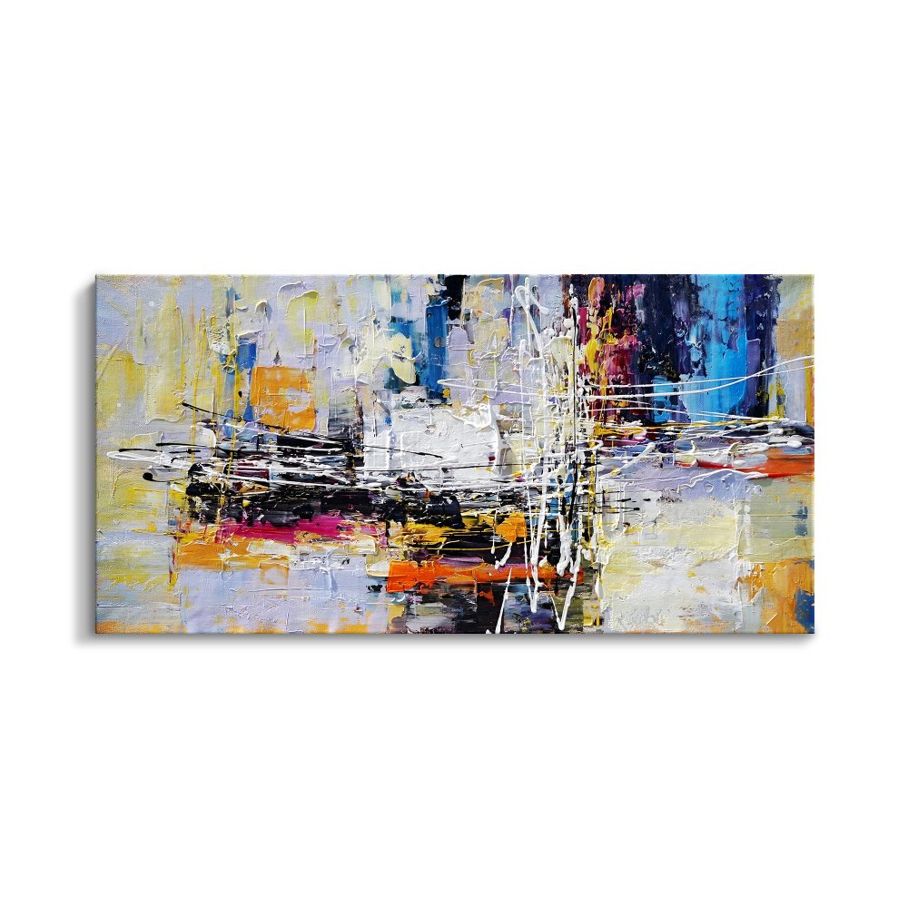 Vibrant Abstract Oil Painting for Modern Home Décor - Bold Colors and Textures