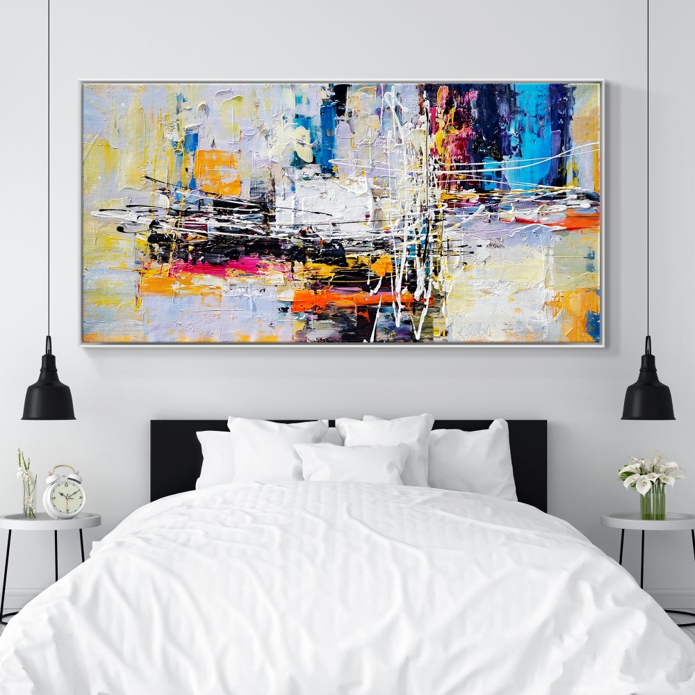 Vibrant Abstract Oil Painting for Modern Home Décor - Bold Colors and Textures