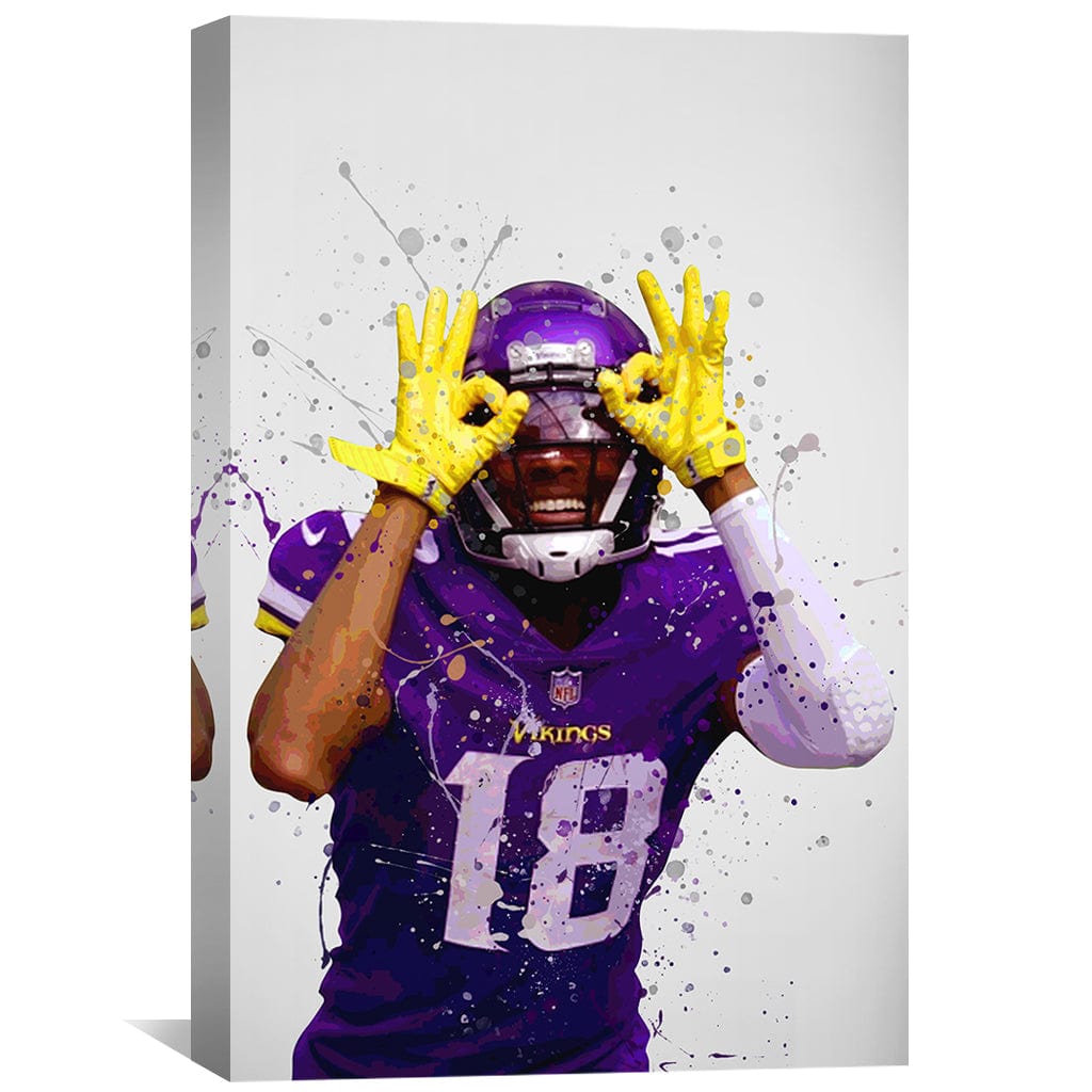 Vibrant Vikings Player Celebration Abstract Oil Painting Art