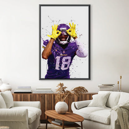 Vibrant Vikings Player Celebration Abstract Oil Painting Art